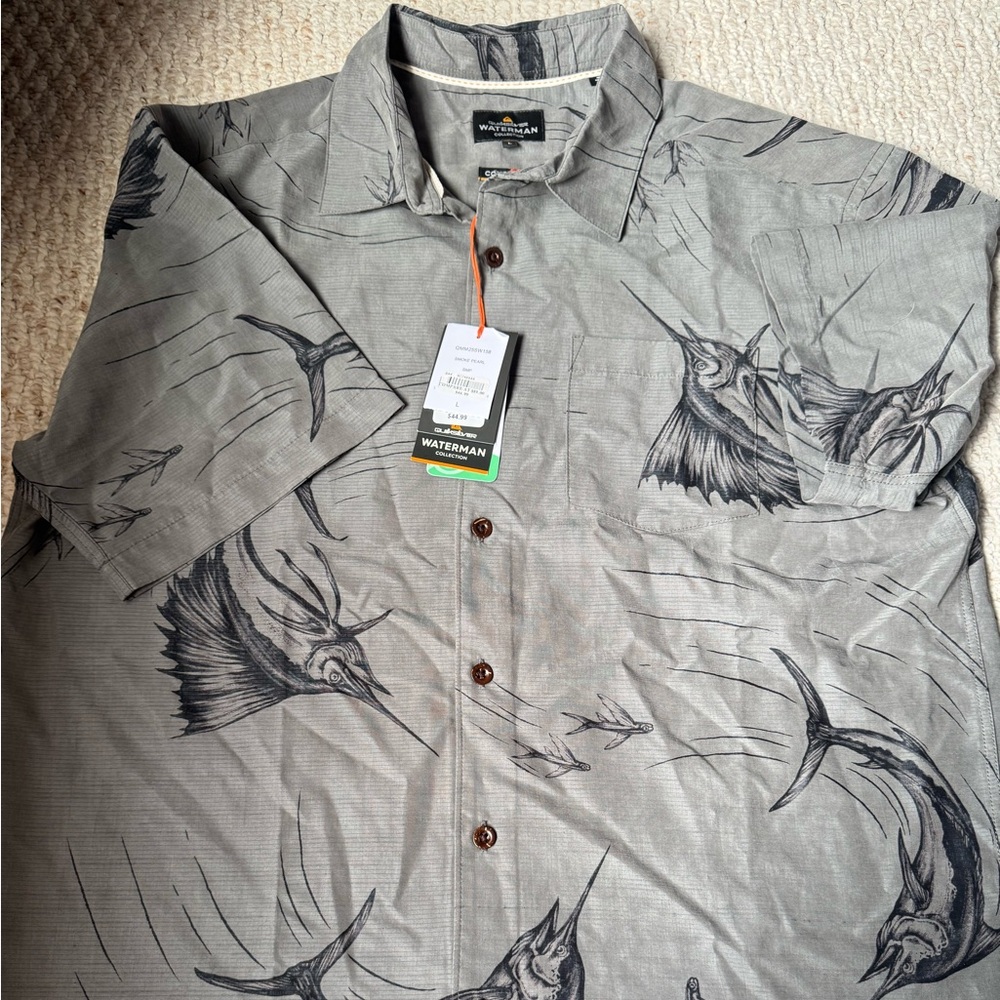 Quiksilver Gray Marlin Print Men's Shirt